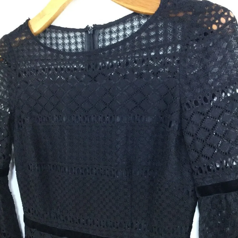 Antonio Melani Women Alfa Lace Bell Sleeve Cocktail Party Dress Black Size 0 NWT - Picture 2 of 11